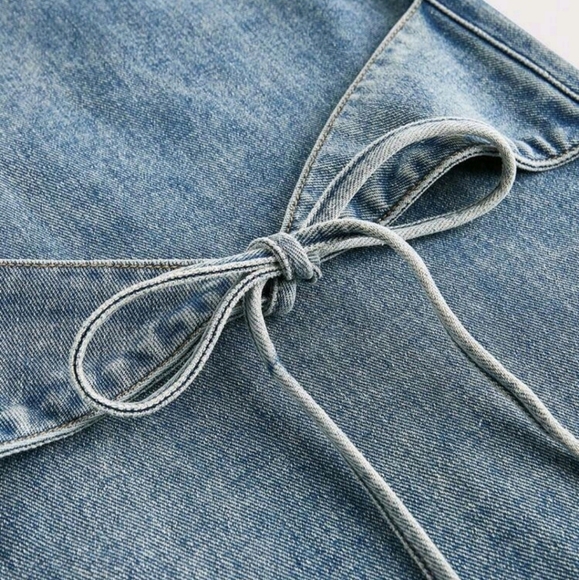 Women's Loose Fit Wide Leg Jeans With Bowknot Belt Design, Casual Style - Picture 4 of 4